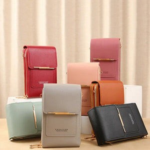 Soft Leather Wallets Touch Screen Cell Phone Purse Crossbody Handbag