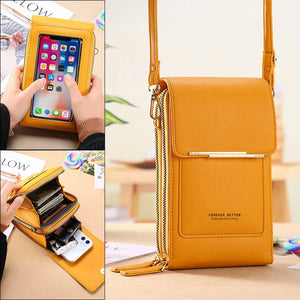 Soft Leather Wallets Touch Screen Purse Crossbody Handbag