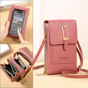 Women's Leather Cell Phone Purse Crossbody Handbag