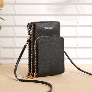 Women Soft Leather Wallet Touch Screen Cell Phone Purse Crossbody Handbag