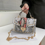 Women PVC Rivets Purses Clear Handbags Small Square Bags
