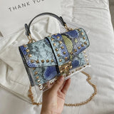 Women PVC Rivets Purses Clear Handbags Small Square Bags