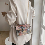 Women PVC Rivets Purses Clear Handbags Small Square Bags