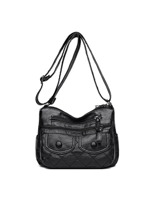 Women Messenger Bags PU Leather Shoulder Bag Gift for Middle Aged Female