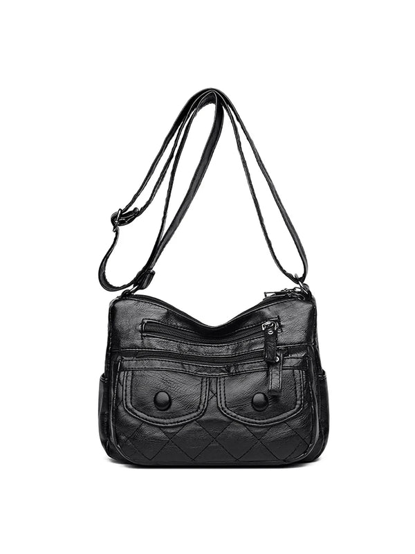 Women Messenger Bags PU Leather Shoulder Bag Gift for Middle Aged Female