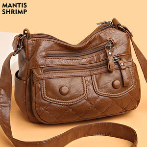 Women Messenger Bags PU Leather Shoulder Bag Gift for Middle Aged Female