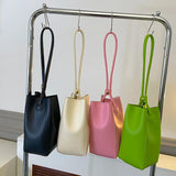 Barrel Shaped Tote Bag PU Leather Women's Handbag Solid Shoulder Bag