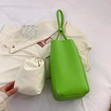Barrel Shaped Tote Bag PU Leather Women's Handbag Solid Shoulder Bag