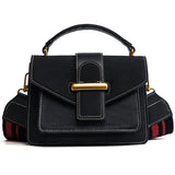 Vintage Coffee Satchel Shoulder Bag Wide Strap Handbag