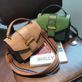 Vintage Coffee Satchel Shoulder Bag Wide Strap Handbag