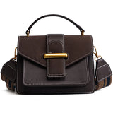 Vintage Coffee Satchel Shoulder Bag Wide Strap Handbag