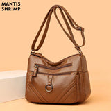 Women Crossbody Bag Large Capacity Tote Shoulder Bag Retro PU Handbag