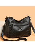 Women Crossbody Bag Large Capacity Tote Shoulder Bag Retro PU Handbag