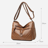 Women Crossbody Bag Large Capacity Tote Shoulder Bag Retro PU Handbag