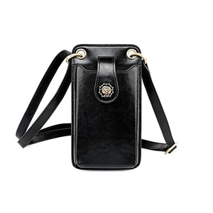 Leather Flap Bag Cell Phone Purse Crossbody Handbag