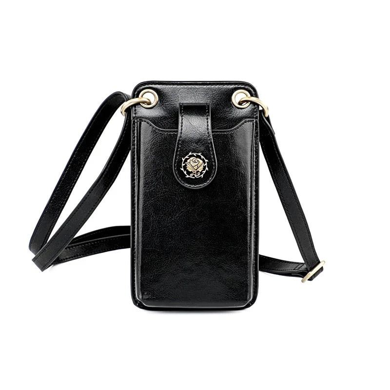 Leather Flap Bag Cell Phone Purse Crossbody Handbag