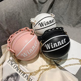 Women Ball Shape PU Leather Handbag Volleyball Crossbody Bag