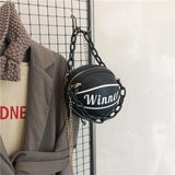 Women Ball Shape PU Leather Handbag Volleyball Crossbody Bag