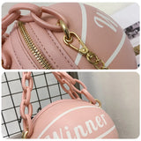 Women Ball Shape PU Leather Handbag Volleyball Crossbody Bag