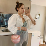 Women Ball Shape PU Leather Handbag Volleyball Crossbody Bag