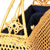 Woven Bamboo Beach Bag Bohemian Summer Tote