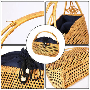 Woven Bamboo Beach Bag Bohemian Summer Tote