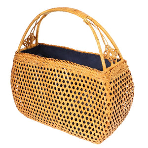 Women Bamboo Bags Bohemian Beach Handbag Lady Rattan Knitted Bag