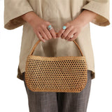 Bohemian Bamboo Beach Bag Vintage Rattan Knitted Basket Tote