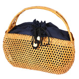 Women Bamboo Bags Bohemian Beach Handbag Lady Rattan Knitted Bag