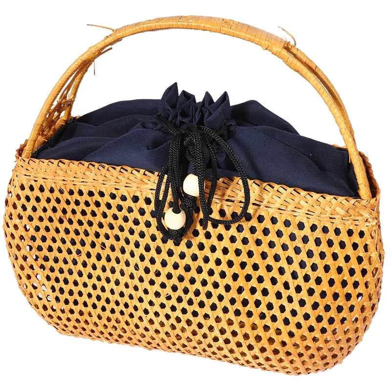 Bohemian Bamboo Beach Bag Vintage Rattan Handbag