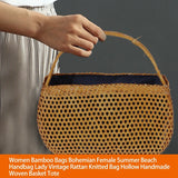 Woven Bamboo Beach Bag Bohemian Summer Tote
