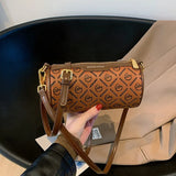 Vintage Style Pink Crossbody Bag Letter Print Mini Round Handbag