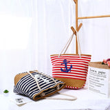 Women Beach Bag Canvas Travel Tote Bag Large Shoulder Bag Anchor Pattern