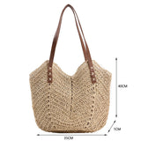 Vintage Woven Rattan Shoulder Bag Beach Travel Vacation Casual Bohemian Bag