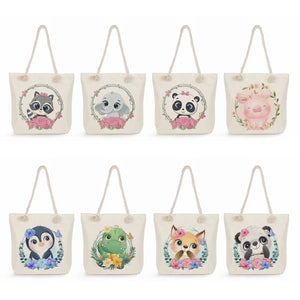 Floral Panda Raccoon Print Shoulder Bags
