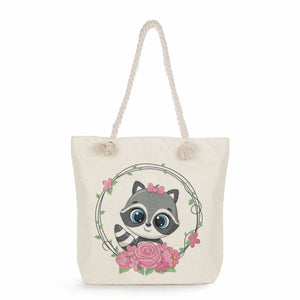 Floral Panda Raccoon Print Shoulder Bags