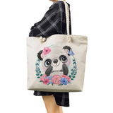Floral Panda Raccoon Print Shoulder Bags