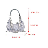 Women Bead Chains Leather Shoulder Bag Preppy Style Crossbody Small Bag
