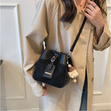 Women Beading Pendant Handbag Embossed Shoulder Bag