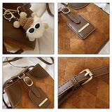 Women Beading Pendant Handbag Embossed Shoulder Bag