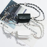 Women Belt Bag Fanny Pack Rhombus Chain Banana Bag for Summer Travel