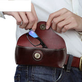 Leather Belt Bag Glasses Case Hard Waist Pouch Eyeglasses Holder