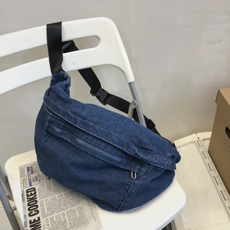 Denim Crossbody Sling Chest Bag Hip Hop Bum Travel Purse Phone Pouch