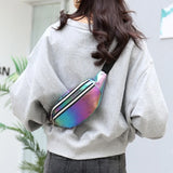 Women Holographic Fanny Pack Belt Pouch PU Waist Bag
