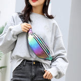 Women Holographic Fanny Pack Belt Pouch PU Waist Bag