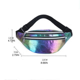 Women Holographic Fanny Pack Belt Pouch PU Waist Bag