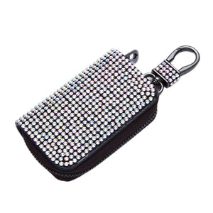 Bling Crystal Car Key Case Wallet Rhinestone Keychain Zipper Bag
