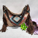 Bohemian Tassel Shoulder Bag Canvas Shopper Big Crossbody Bag