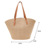 Women Braided Basket Clutch Top-handle Bag Large Straw Shoulder Bag