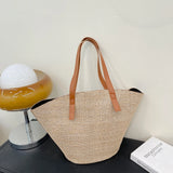 Women Braided Basket Clutch Top-handle Bag Large Straw Shoulder Bag